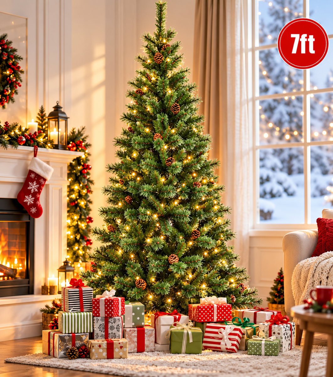 Artificial Christmas Tree with Pinecones | Pawwhimsy